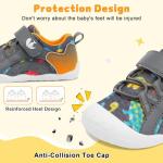 Grey Dinosaur Barefoot Infant Sneakers for Baby