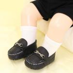 LONSOEN Baby Boys Girls Crib Moccasins - Black