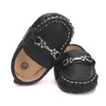 LONSOEN Baby Boys Girls Crib Moccasins - Black