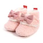 Cozy Pink Baby Girl Booties with Bowknot