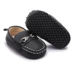 LONSOEN Baby Boys Girls Crib Moccasins - Black
