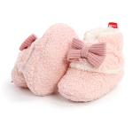 Cozy Pink Baby Girl Booties with Bowknot