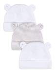 Gerber Baby White Ears Caps, 3-Pack, Newborn Size