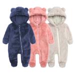 Unisex Plush Bear Ears Baby Winter Jumpsuit