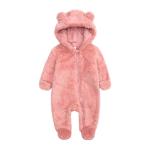 Unisex Plush Bear Ears Baby Winter Jumpsuit