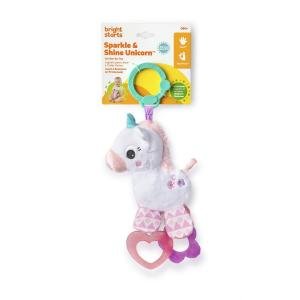 Bright Starts Sparkle & Shine Unicorn on-the-go Take-Along Clip-on Toy, Ages Newborn +