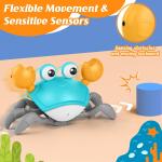 Lvelia Crawling Crab Baby Toy, Tummy Time Gifts for Toddler & Newborn, Light-Up Walking Dancing Moving Crab with Music & Obstacle Avoidance, Infant Rechargeable Sensory Development Toy (Green)
