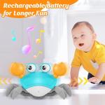 Lvelia Crawling Crab Baby Toy, Tummy Time Gifts for Toddler & Newborn, Light-Up Walking Dancing Moving Crab with Music & Obstacle Avoidance, Infant Rechargeable Sensory Development Toy (Green)
