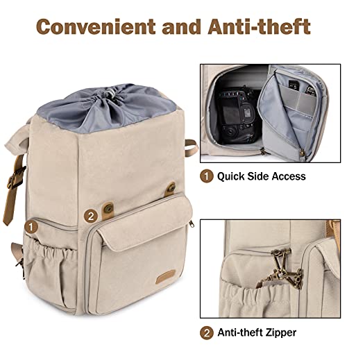 BAGSMART Waterproof DSLR Camera Backpack, Ivory White