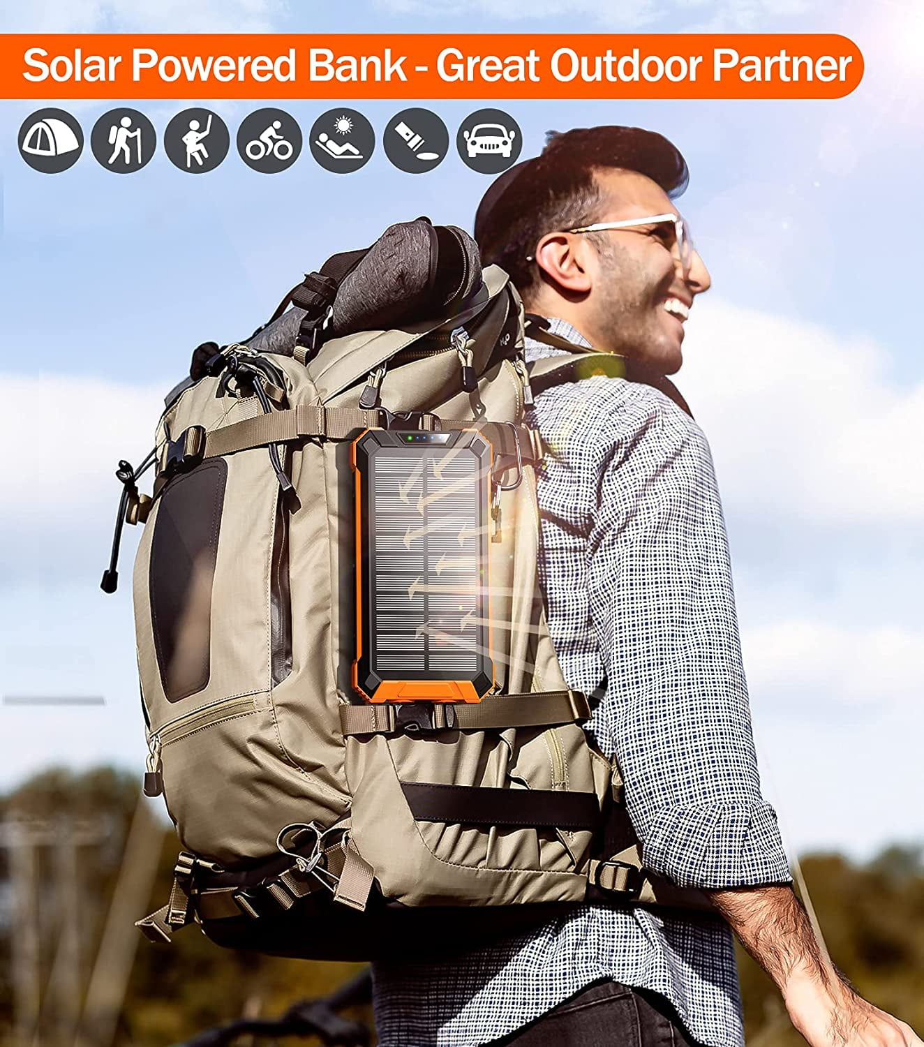 GOODaaa 36000mAh Solar Power Bank with 4 Cables