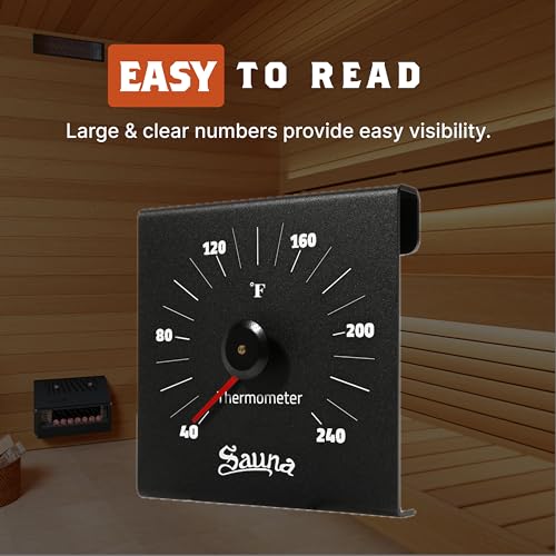 LUMERAM Aluminum Sauna Thermometer with Large Numbers