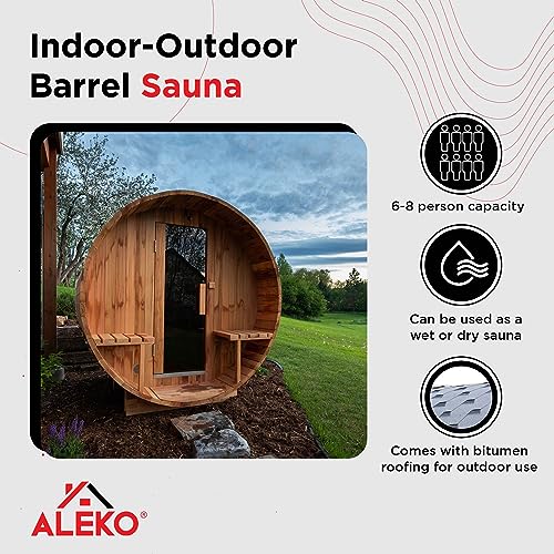 ALEKO Cedar 8-Person Indoor Outdoor Barrel Sauna