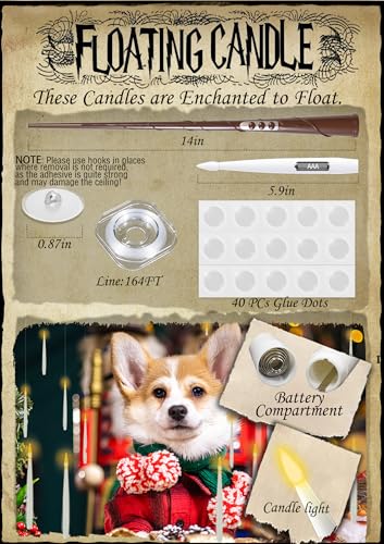 20 PCs Floating Candles with Wand, Harry Potter Christmas