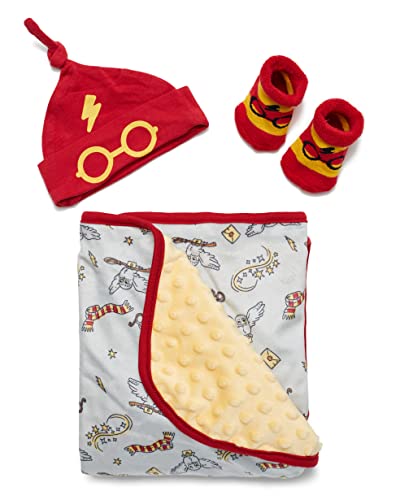Harry Potter Baby Set: Blanket, Hat, Socks (Red/Yellow/Grey)