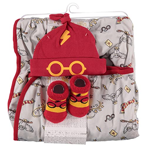 Harry Potter Baby Set: Blanket, Hat, Socks (Red/Yellow/Grey)