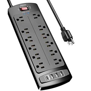 ALESTOR Surge Protector Power Strip with USB Ports