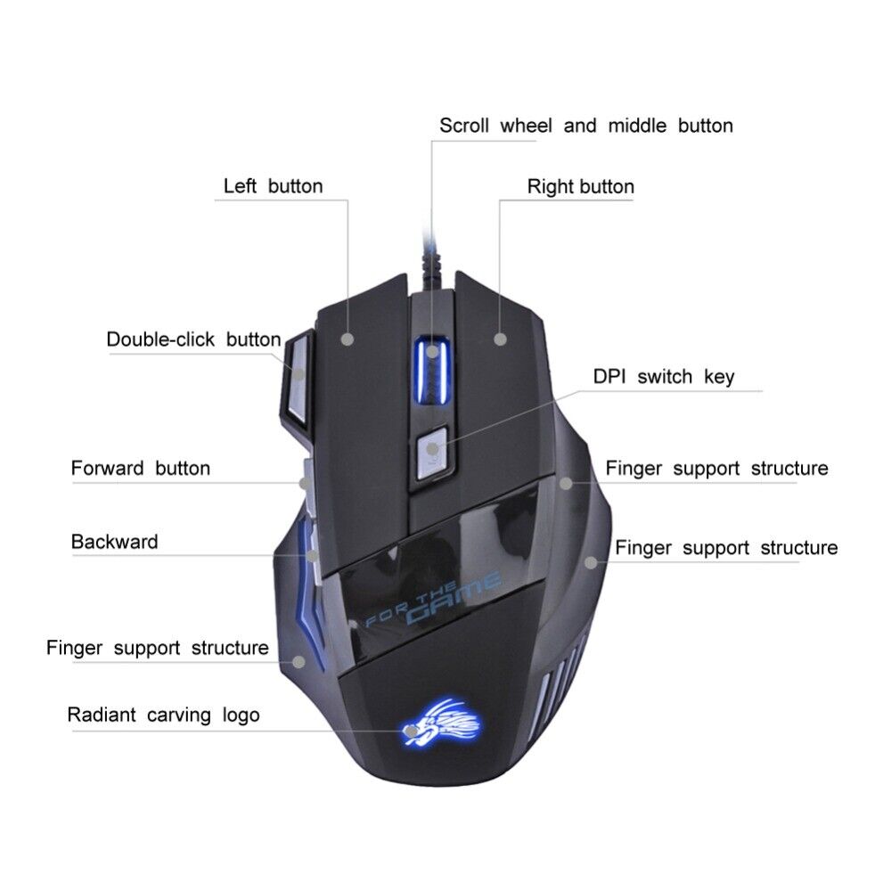 LED Wired Gaming Mouse with 7 Buttons