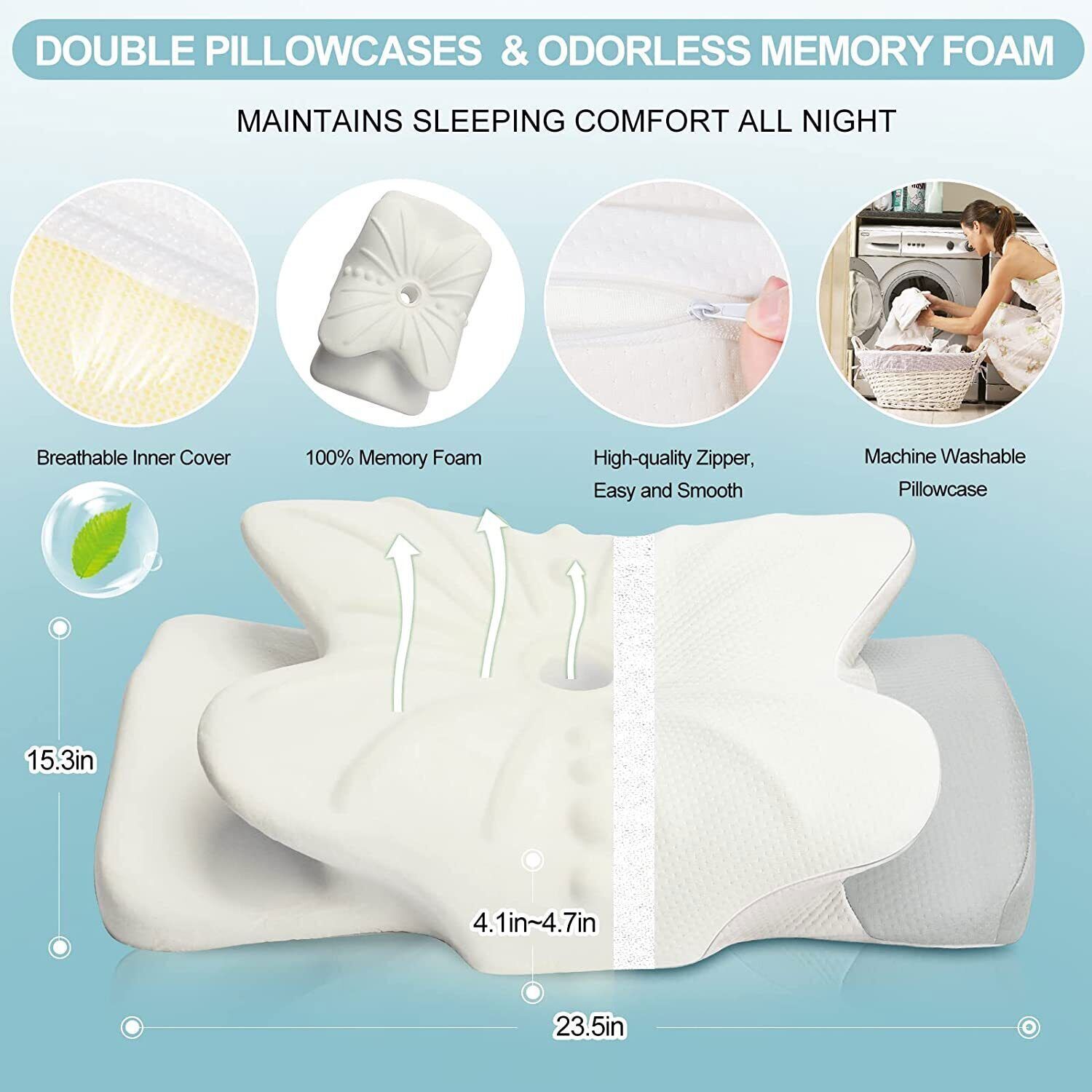 Neck Pain Relief Cervical Pillow with Contour Foam