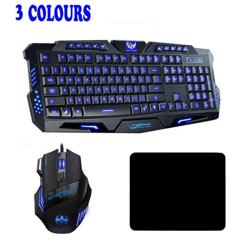 LED Backlit Wired Gaming Keyboard & Mousepad Set