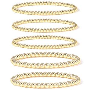 14K Gold Plated Pearl Stretch Bracelet for Women