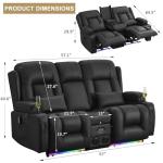 URRED Power Reclining Massage Loveseat Sofa with LED