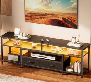Huuger 63" TV Stand with Open Shelves and Outlets