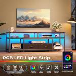 Huuger 63" TV Stand with Open Shelves and Outlets