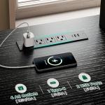 Huuger 63" TV Stand with Open Shelves and Outlets