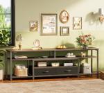 Huuger 63" TV Stand with Open Shelves and Outlets