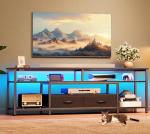 Huuger 63" TV Stand with Open Shelves and Outlets