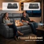 Triple Recliner Loveseat Sofa with Massage & Cup Holders