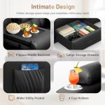 Triple Recliner Loveseat Sofa with Massage & Cup Holders