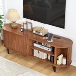 63" Modern TV Stand with Sliding Doors and Power Outlet