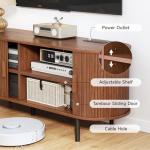 63" Modern TV Stand with Sliding Doors and Power Outlet