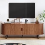 63" Modern TV Stand with Sliding Doors and Power Outlet