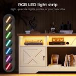 Casaottima Farmhouse TV Stand with LED Lights