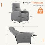 Slate Gray Fabric Recliner Chair for Home Theater