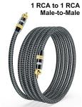 3Ft Gold-Plated RCA Subwoofer Cable for Home Theater