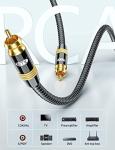 3Ft Gold-Plated RCA Subwoofer Cable for Home Theater