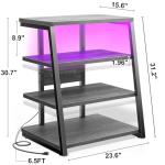 Light Grey Walnut Media Stand with LED Lights