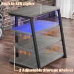 Light Grey Walnut Media Stand with LED Lights