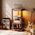 HOOBRO 4-Tier LED Media Stand with Charging Station