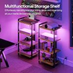 HOOBRO 4-Tier LED Media Stand with Charging Station