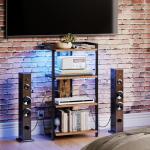 HOOBRO 4-Tier LED Media Stand with Charging Station