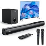 Karaoke Soundbar with Subwoofer and Wireless Microphones