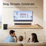 Karaoke Soundbar with Subwoofer and Wireless Microphones