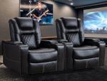 CANMOV Electric Power Recliner Chair Set of 2, Breathable Leather Home Theater Seating with Hidden Arm Storage, Power Recliner Chair for Living Room with USB Ports and Cup Holders,Black