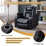 CANMOV Electric Power Recliner Chair Set of 2, Breathable Leather Home Theater Seating with Hidden Arm Storage, Power Recliner Chair for Living Room with USB Ports and Cup Holders,Black