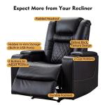 CANMOV Electric Power Recliner Chair Set of 2, Breathable Leather Home Theater Seating with Hidden Arm Storage, Power Recliner Chair for Living Room with USB Ports and Cup Holders,Black