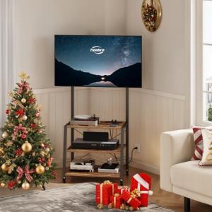 HOOBRO Rolling TV Stand with Mount and Shelves